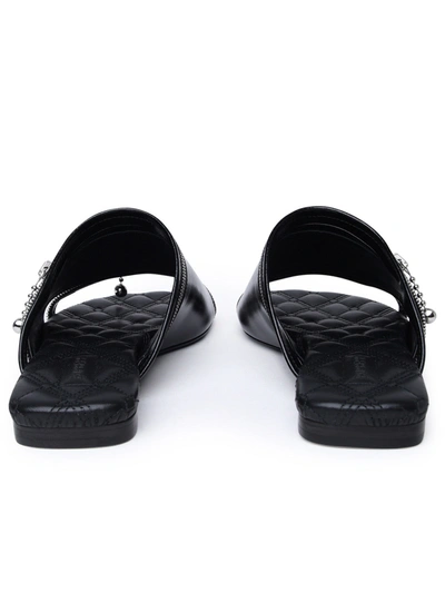 Shop Burberry Woman  Black Leather Slippers