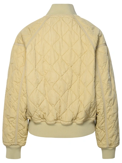 Shop Burberry Woman  Beige Nylon Bomber Jacket In Cream
