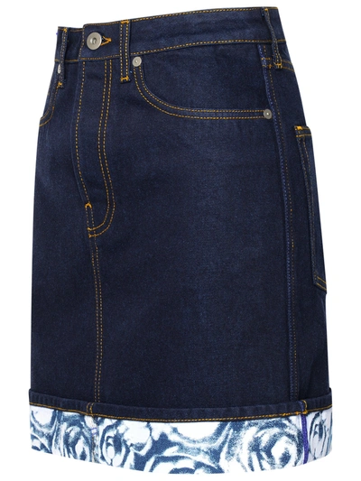 Shop Burberry Woman  Indigo Blue Cotton Miniskirt