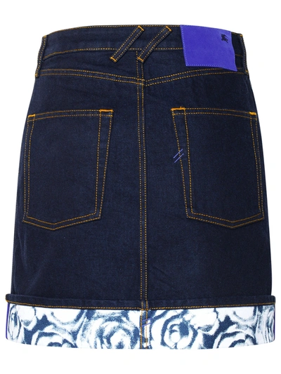 Shop Burberry Woman  Indigo Blue Cotton Miniskirt