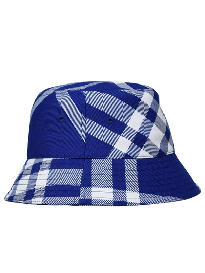 Shop Burberry Woman  Two-tone Wool Blend Hat In Blue