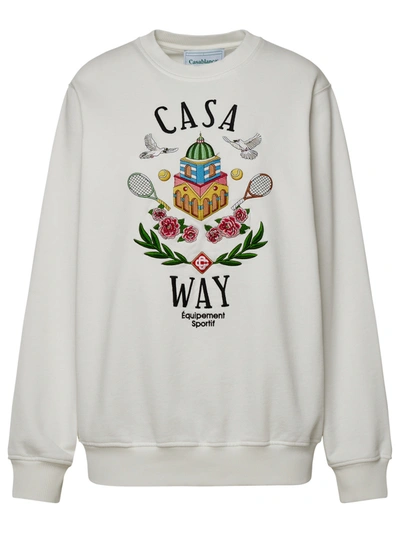 Shop Casablanca Woman  White Cotton 'casa Way' Sweatshirt