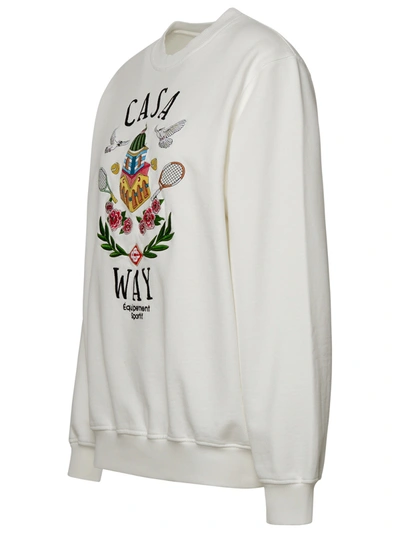 Shop Casablanca Woman  White Cotton 'casa Way' Sweatshirt