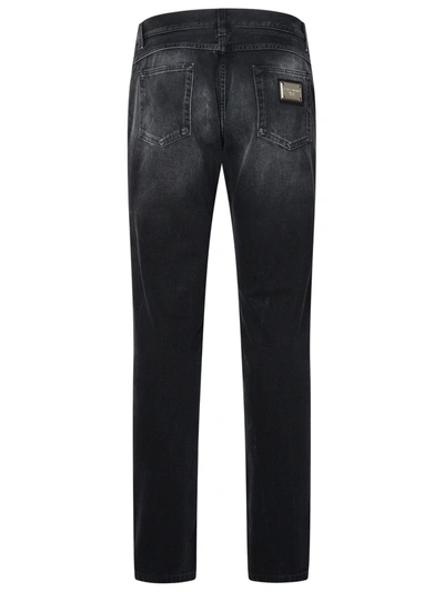 Shop Dolce & Gabbana Black Cotton Jeans Man
