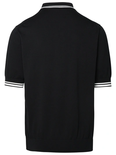 Shop Dolce & Gabbana Black Cotton Polo Shirt Man