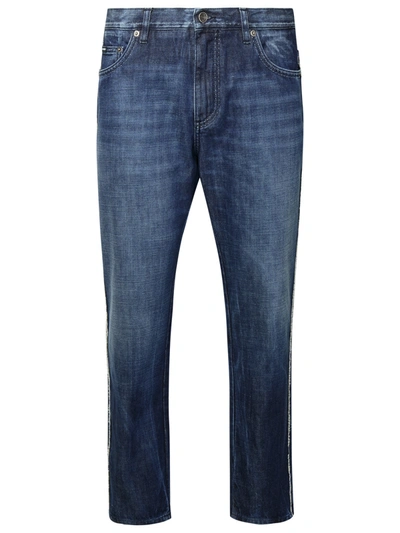 Shop Dolce & Gabbana Blue Cotton Jeans Man