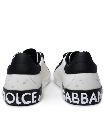 Shop Dolce & Gabbana Vintage 'portofino' White Leather Sneakers Man