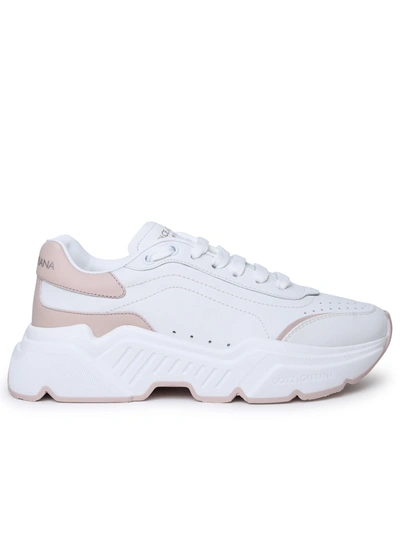 Shop Dolce & Gabbana Woman  'daymaster' White Leather Sneakers