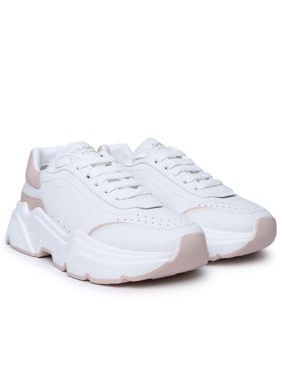Shop Dolce & Gabbana Woman  'daymaster' White Leather Sneakers