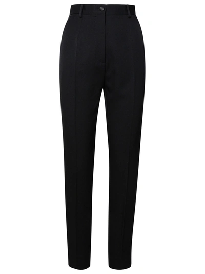 Shop Dolce & Gabbana Black Virgin Wool Blend Trousers Woman