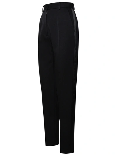 Shop Dolce & Gabbana Woman  Black Virgin Wool Blend Trousers