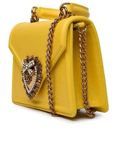 Shop Dolce & Gabbana Woman  Small 'devotion' Yellow Leather Bag