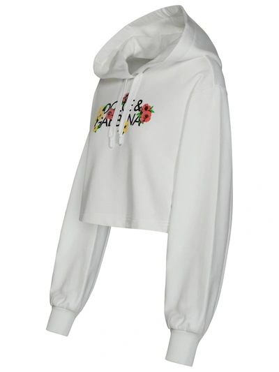 Shop Dolce & Gabbana Woman  White Cotton Sweatshirt