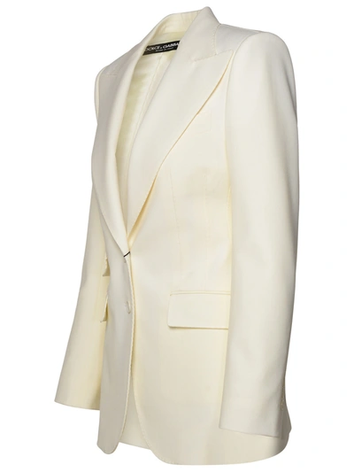 Shop Dolce & Gabbana Woman  White Virgin Wool Blend Blazer