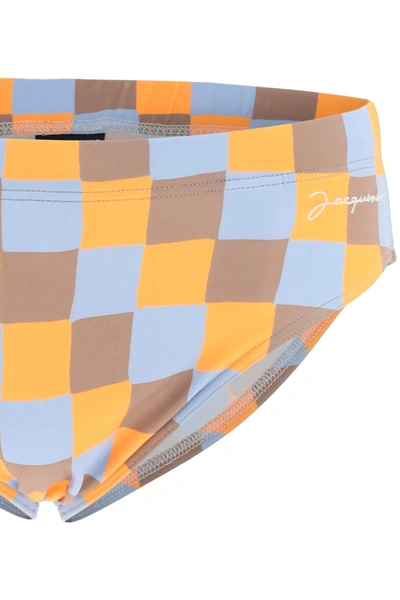 Shop Jacquemus 'orange Damier' Swim Briefs Men In Multicolor