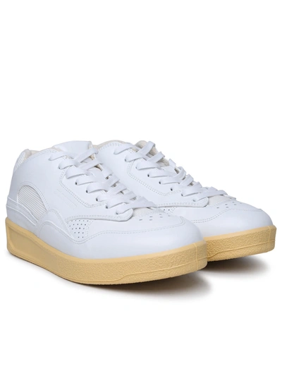 Shop Jil Sander Man  White Leather Sneakers