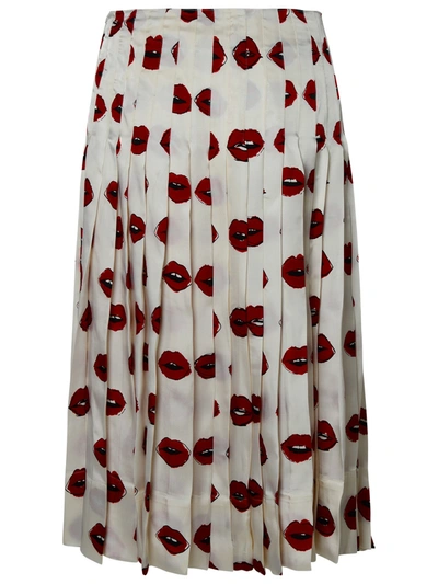Shop Khaite Woman  'tudi' Skirt In Ivory Cupro In Cream