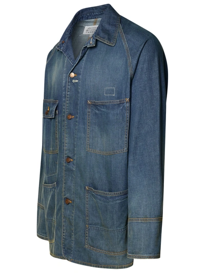 Shop Maison Margiela Man  Blue Cotton Jacket