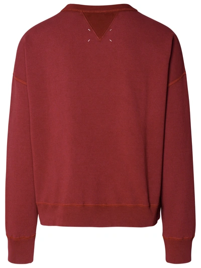 Shop Maison Margiela Burgundy Cotton Sweatshirt Man In Red