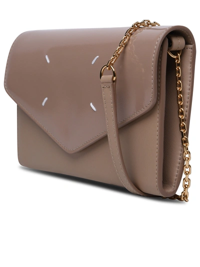 Shop Maison Margiela Woman  Beige Leather Crossbody Bag In Cream