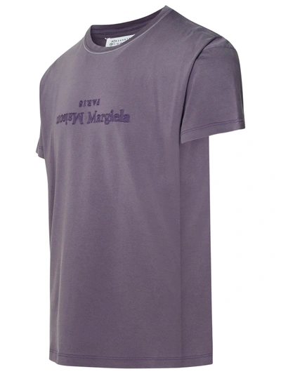Shop Maison Margiela Purple Cotton T-shirt Woman