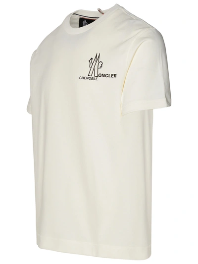 Shop Moncler Grenoble Woman  Grenoble Ivory Cotton T-shirt In White