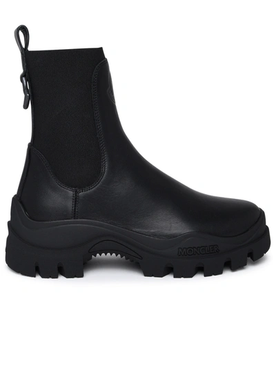 Shop Moncler Woman Larue Black Waterproof Leather Chelsea Boots