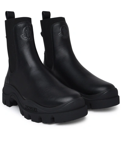 Shop Moncler Woman Larue Black Waterproof Leather Chelsea Boots