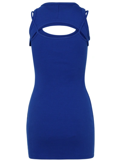 Shop Off-white Woman  Electric Blue Cotton Mini Dress