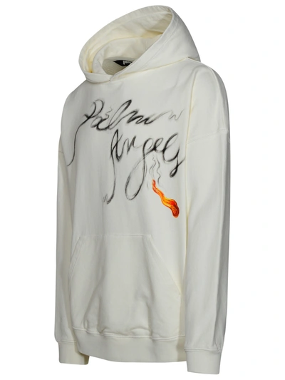 Shop Palm Angels Man  'foggy Pa' White Cotton Sweatshirt
