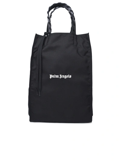 Shop Palm Angels Man  Black Cotton Tote Bag