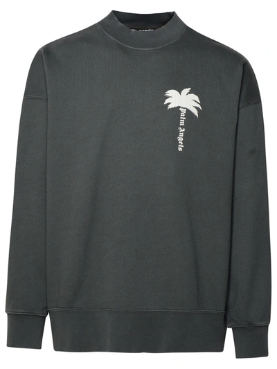 Shop Palm Angels Gray Cotton Sweatshirt Man