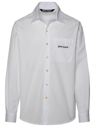 Shop Palm Angels White Cotton Shirt Man