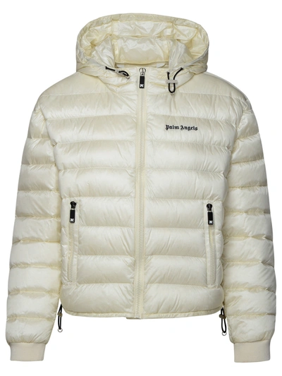 Shop Palm Angels Ivory Polyamide Down Jacket Woman In Cream