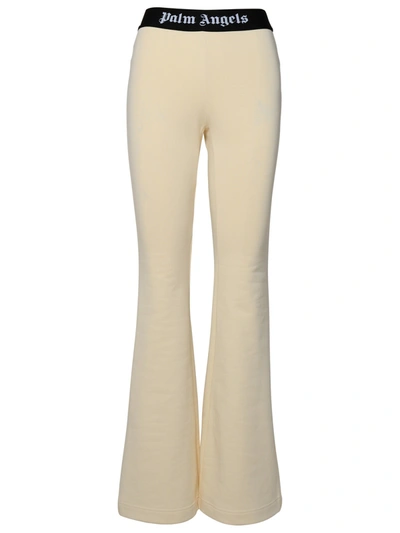Shop Palm Angels Woman  Ivory Cotton Track Pants In Cream