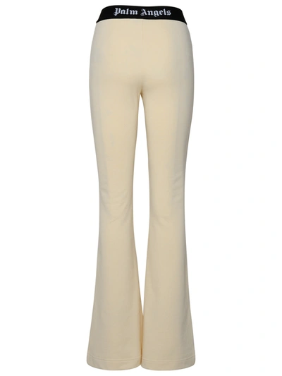 Shop Palm Angels Ivory Cotton Track Pants Woman In Cream