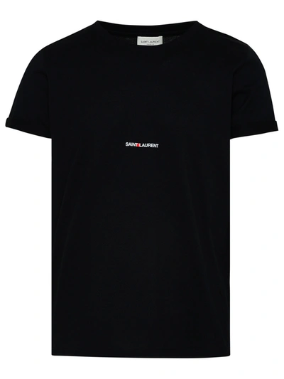 Shop Saint Laurent Man  Black Cotton T-shirt