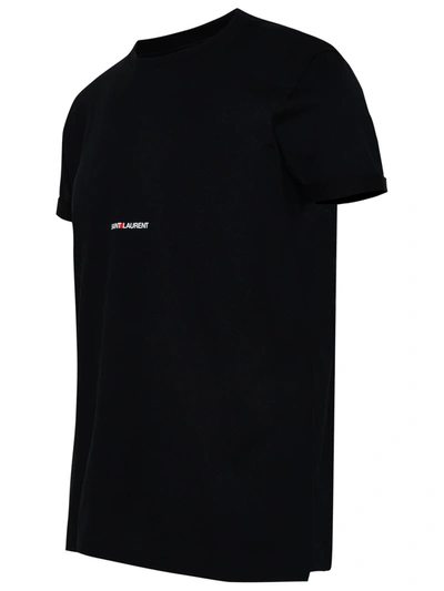 Shop Saint Laurent Man  Black Cotton T-shirt