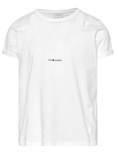 Shop Saint Laurent Man  White Cotton T-shirt