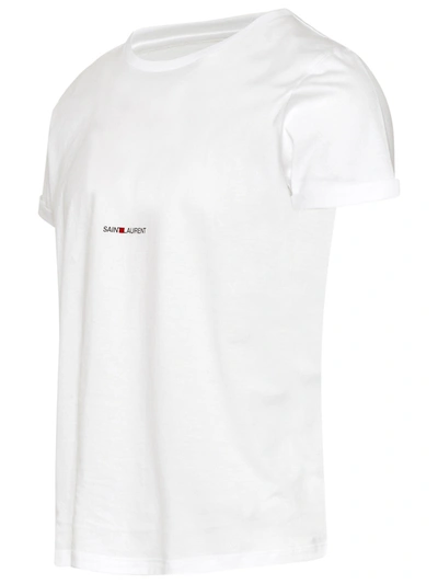 Shop Saint Laurent Man  White Cotton T-shirt