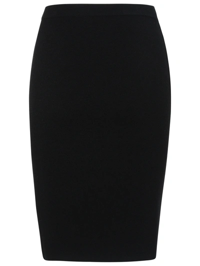 Shop Saint Laurent Woman  Black Wool Blend Skirt