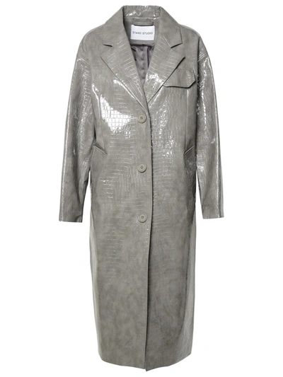 Shop Stand Studio Grey Polyurethane Blend Coat Woman In Gray