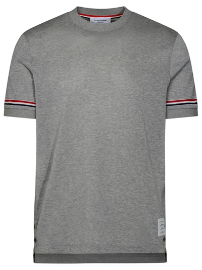 Shop Thom Browne Man  Gray Cotton T-shirt