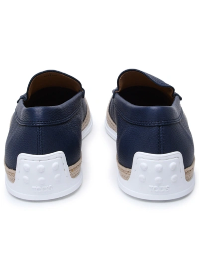 Shop Tod's Man  Blue Leather Loafers