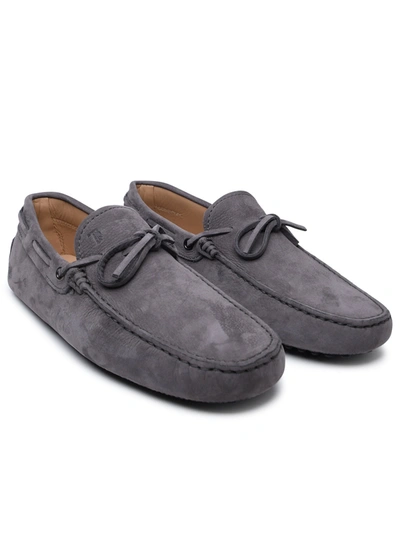 Shop Tod's Man  Grey Suede Loafers In Gray