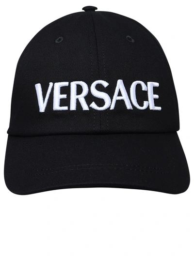 Shop Versace Black Cotton Hat Woman