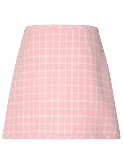 Shop Versace Woman  Pink Virgin Wool Blend Miniskirt