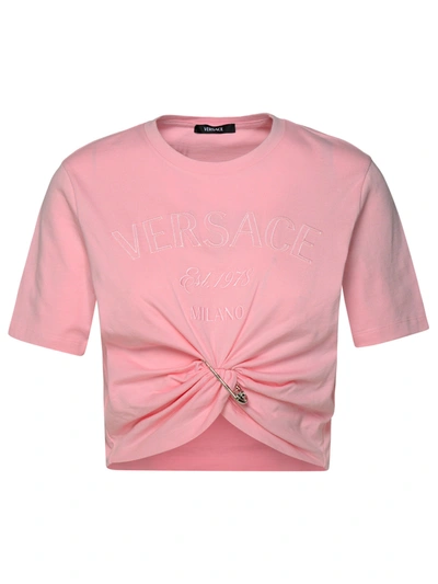 Shop Versace Woman  Pink Cotton T-shirt