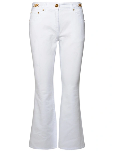 Shop Versace White Cotton Jeans Woman
