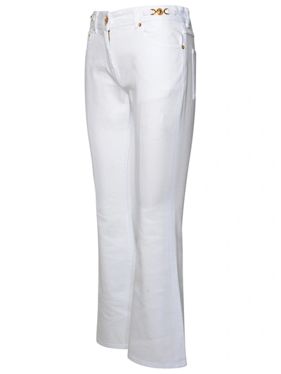 Shop Versace White Cotton Jeans Woman